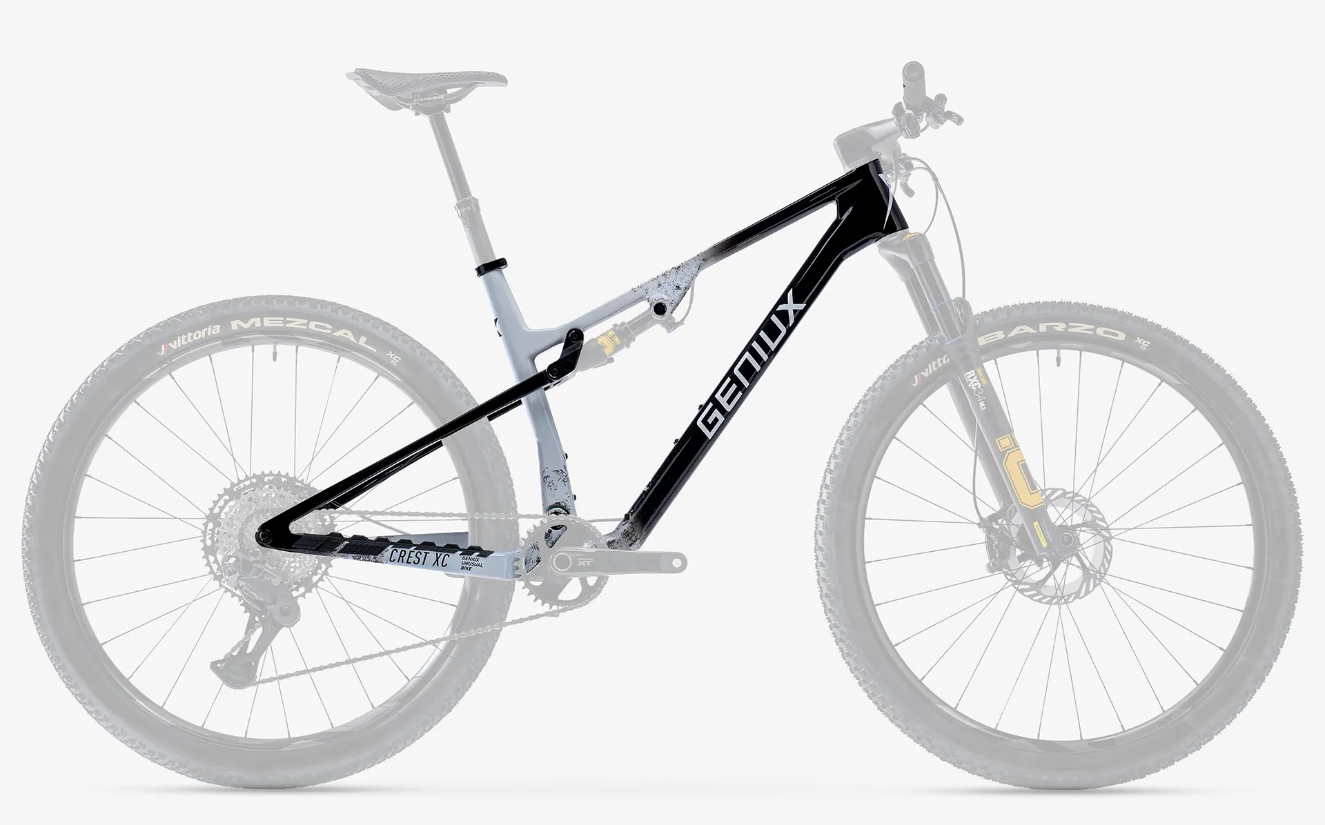 Cuadro de montaña de carbono sin suspensiones Geniux Crest XC XT en vista lateral